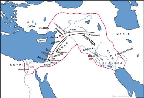 Map Of Assyrian Conquests Bible History Online Bible History Bible