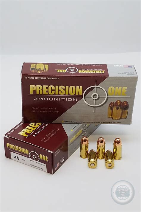 Precision One 45 Auto Ammunition Reman 230 Grain Full Metal Jacket 50