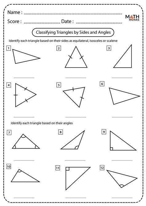 Types Of Triangles Worksheets Worksheets For Kindergarten