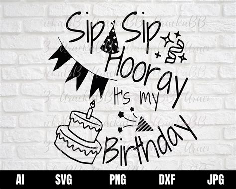 Sip Sip Hooray It S My Birthday Svg Funny Birthday Shirt Etsy
