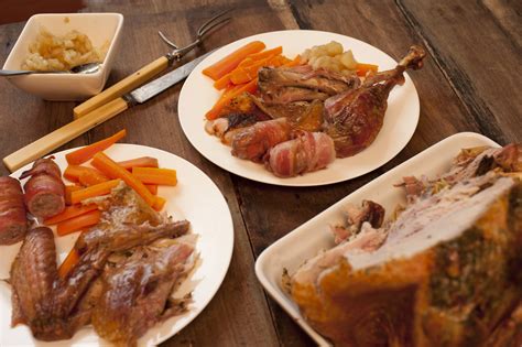 delicious dinner of roast turkey and trimmings free stock image