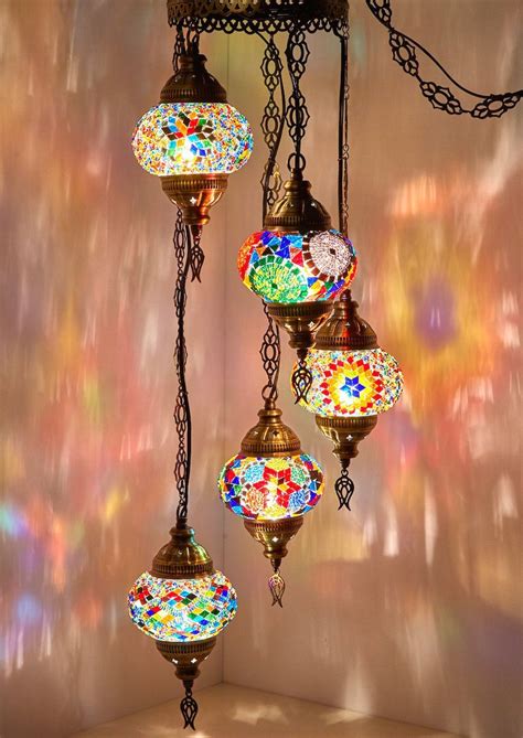 Plug In Globes Turkish Moroccan Mosaic Swag Light With Etsy