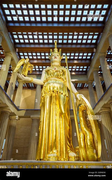 The 42 Foot Statue Of The Goddess Athena Inside The Parthenon In