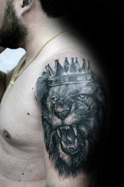 50 Lion With Crown Tattoo Designs For Men Royal Ink Ideas