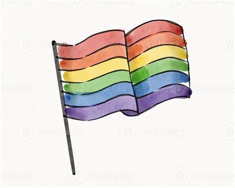 lgbt pride month watercolor texture concept rainbow flag brush style isolate on white