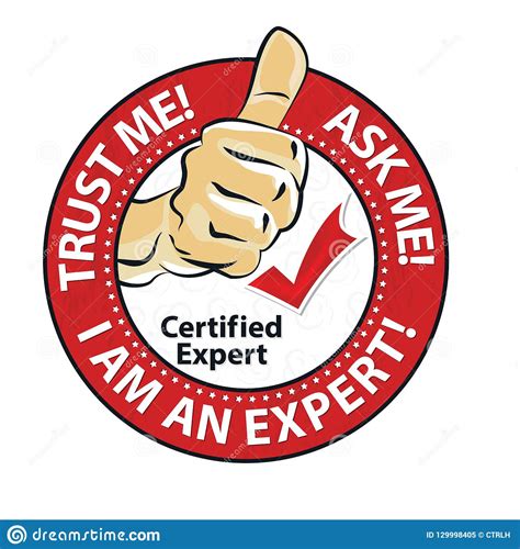 Certified Expert Ask Me Trust Me Round Badge Also For Print Stock