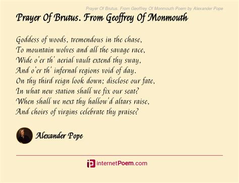 Prayer Of Brutus From Geoffrey Of Monmouth Poem By Alexander Pope