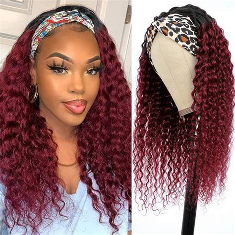 Amazon Com Aiterina Headband Wig Deep Wave Human Hair Wigs For Black Women Brazilian Remy Hair