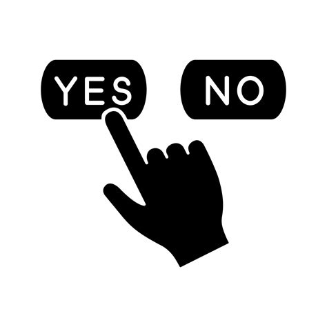 Yes Or No Click Glyph Icon Accept And Decline Buttons Hand Pressing