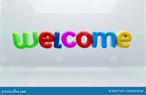 Colorful Welcome Sign 3d Rendering Over White Background Stock