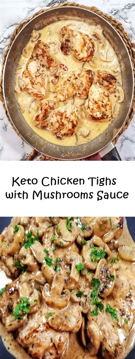 Holy smokes, these are insanely delicious. Keto Chicken Tighs with Mushrooms Sauce | Chicken thigh fillet recipes, Skinless chicken recipe ...