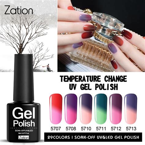 Zation Thermo Shimmer Glitter Gel Nail Polish Temperature Color