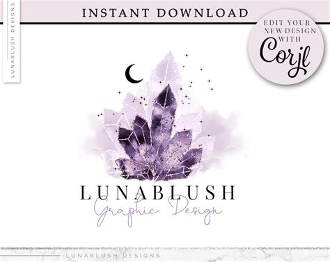 Amethyst Logo Design Crystals Logo Instant Download Edit Your Design