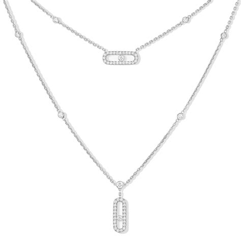 Messika Move Uno Layered Necklace Pavé Diamonds 18k Gold 07174