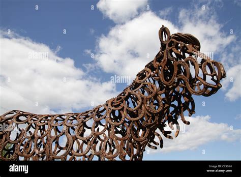 A Sculpture Of A Horse Made Out Of Horseshoes Stock Photo Alamy