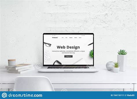 Web Design Studio Creative Concept. Modern Laptop Computer With Company ...