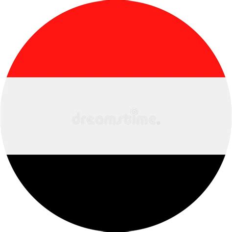Icono Plano Redondo Del Vector De La Bandera De Yemen Stock De Ilustración Ilustración De