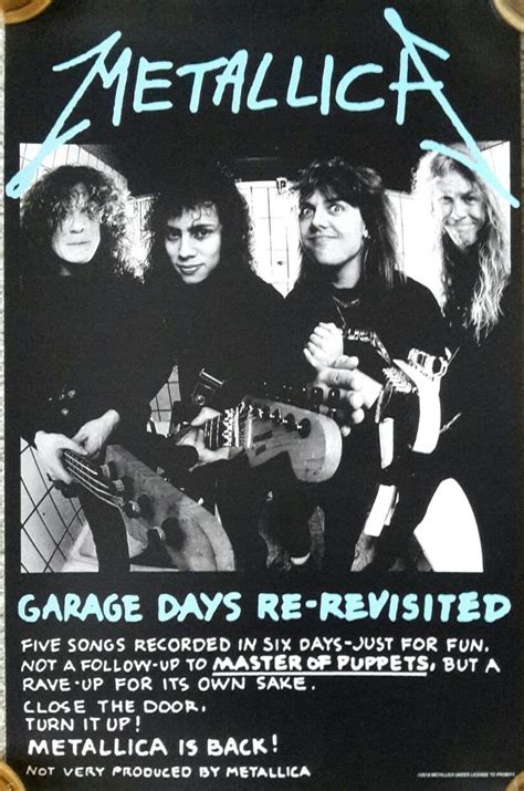 Metallica Garage Days Re Revisited 2018 Probity Reprint 28 X 43cm