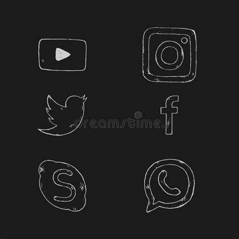 Vector Hand Drawn Social Media Icons Vector Chalk Social Media