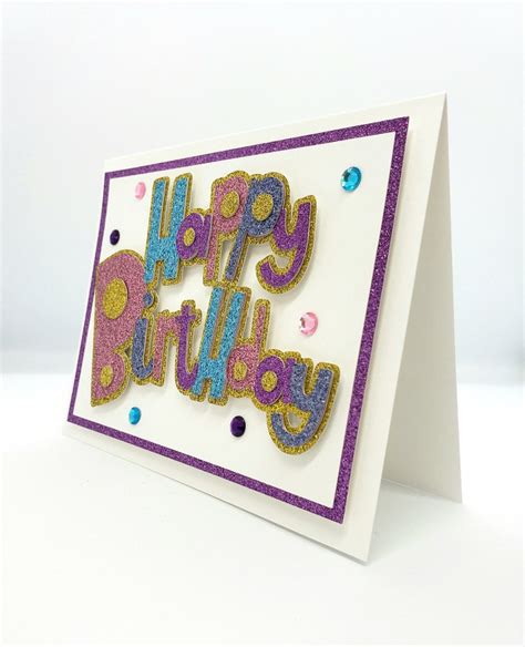 Happy Birthday Glitter Card Etsy