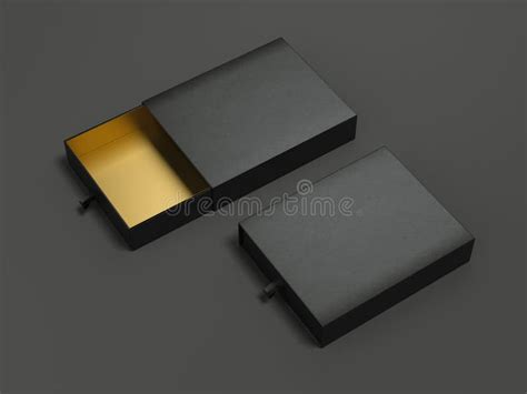 Opened Black Cardboard Packages Dark Floor Stock Illustrations 1