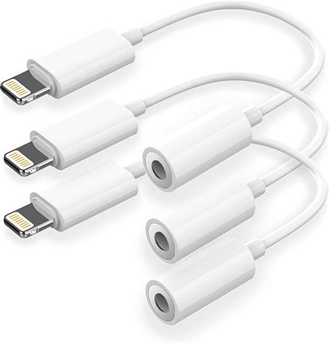 3 Pack Apple Mfi Certified Lightning To 35mm Headphone Adapter For