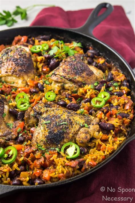 A simple chicken casserole with paprika, cumin and coriander served in a tomato sauce with basmati rice and kidney beans. Skillet Cajun Chicken with Red Beans & Rice - No Spoon ...