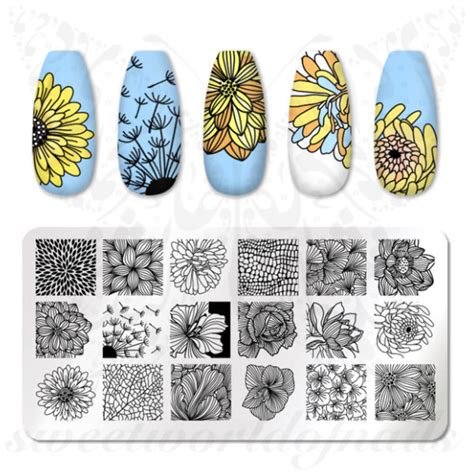 Floral Nails Flower Nail Stamping Plate Etsy