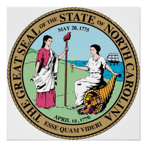 North Carolina State Seal America Republic Symbol Poster Zazzle