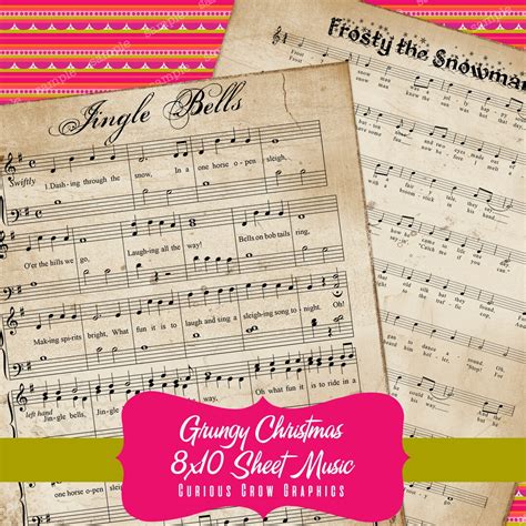 2 Grungy Aged Vintage Christmas Carol Music Digital Sheets Instant