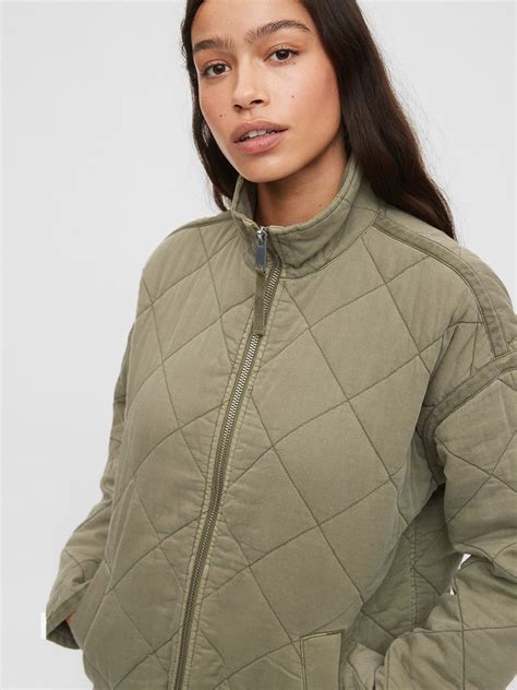 Gap Quilted Jacket Olive Green Womens Quilted Jacket Quilted Jacket