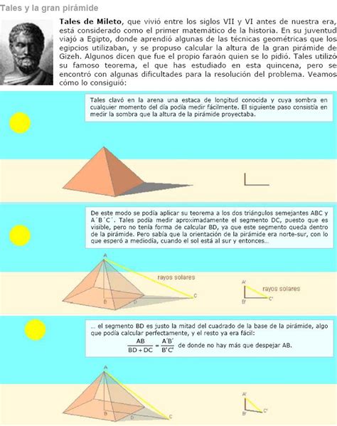 ANÉCDOTAS E HISTORIAS DE LOS MATEMATICOS THALES Y LA GRAN PIRAMIDE