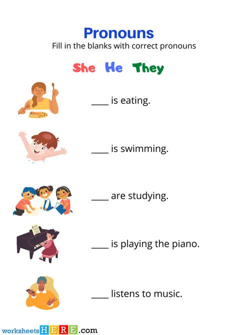 Pronouns Worksheets She He They Free Printable With Pronouns