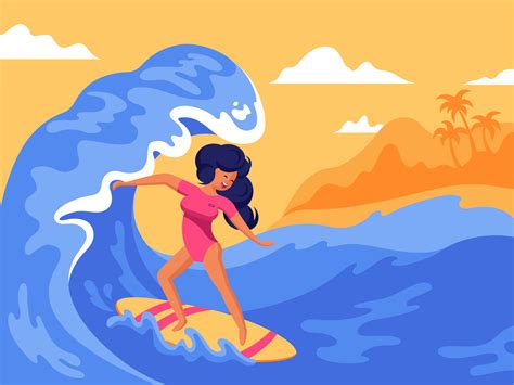 Surf Girl 🏄🏻‍♀️ In 2020 Surf Girls Surfing Girls Illustration