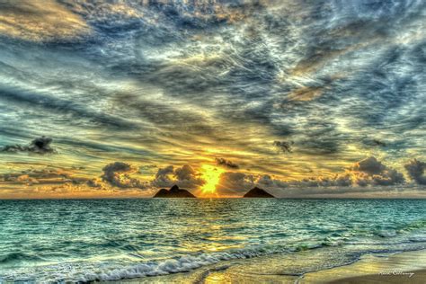 Lanikai Beach Sunrise 7 Oahu Hawaii Seascape Art Photograph By Reid