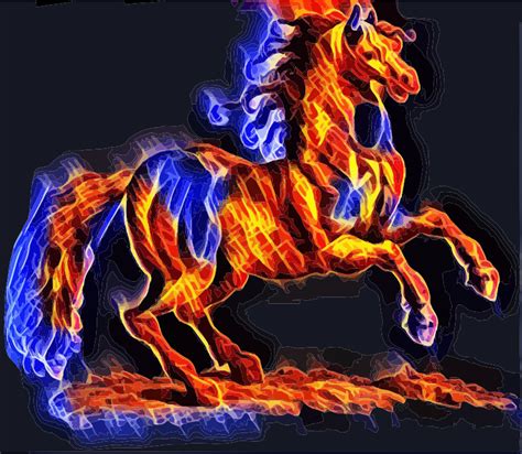 Blue And Red Fire Horse Spirit Animal Openclipart