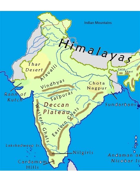 India Map Rivers And Mountains