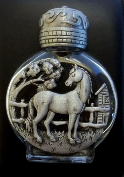 Vintage Horse Perfume Bottle Jj Jonette Pewter By Dollherup Bottle Box