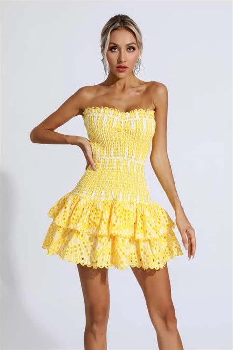 Rosemary Yellow Ruffle Mini Dress