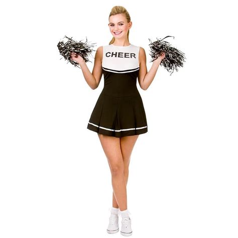 Cheerleader Black And White Sport Costume Woman Fancy Dress Fantasias Femininas Traje De