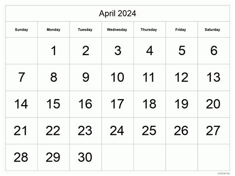 April Blank Calendar 2024 Easy To Use Calendar App 2024