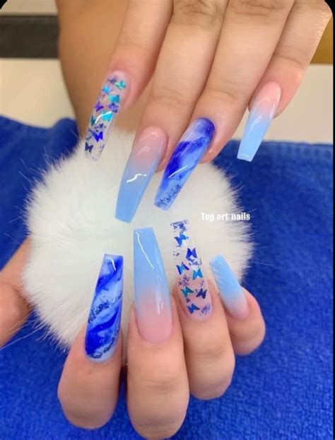 Pin By 🤍 On N A I L S In 2020 Long Acrylic Nail Designs Blue Acrylic