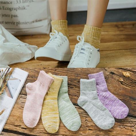 Ankle Socks Polyester Cotton Elastic Short For Spring Autumn Winter Lady Women Female Strip
