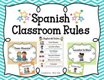 Spanish Classroom Rules Chevron Polka Dot Posters By Alma Solis