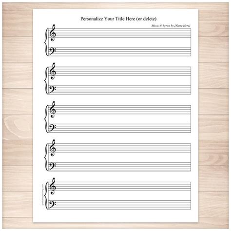 Cd sheet music (version 2.0). Printable personalized Piano Sheet Music BLANK Piano and | Etsy