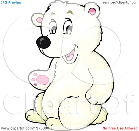 Clipart Of A Happy Polar Bear Sitting Upright And Presenting Royalty