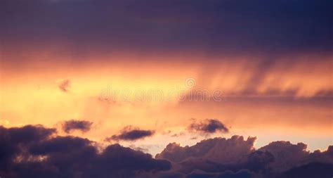 Beautiful Colorful Sky Sunset With Mystical Surreal Colored Clouds On