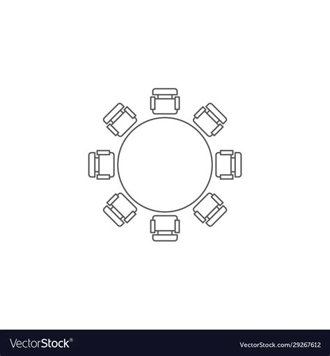 Round Table And Chairs Top View Icon Isolated On Vector Image