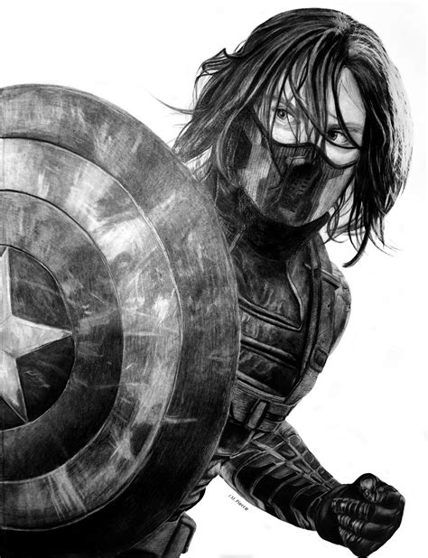 Резултат с изображение за Winter Soldier Pencil Drawing Marvel Art