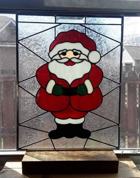 Cute Santa Claus Stained Glass For Christmas Etsy